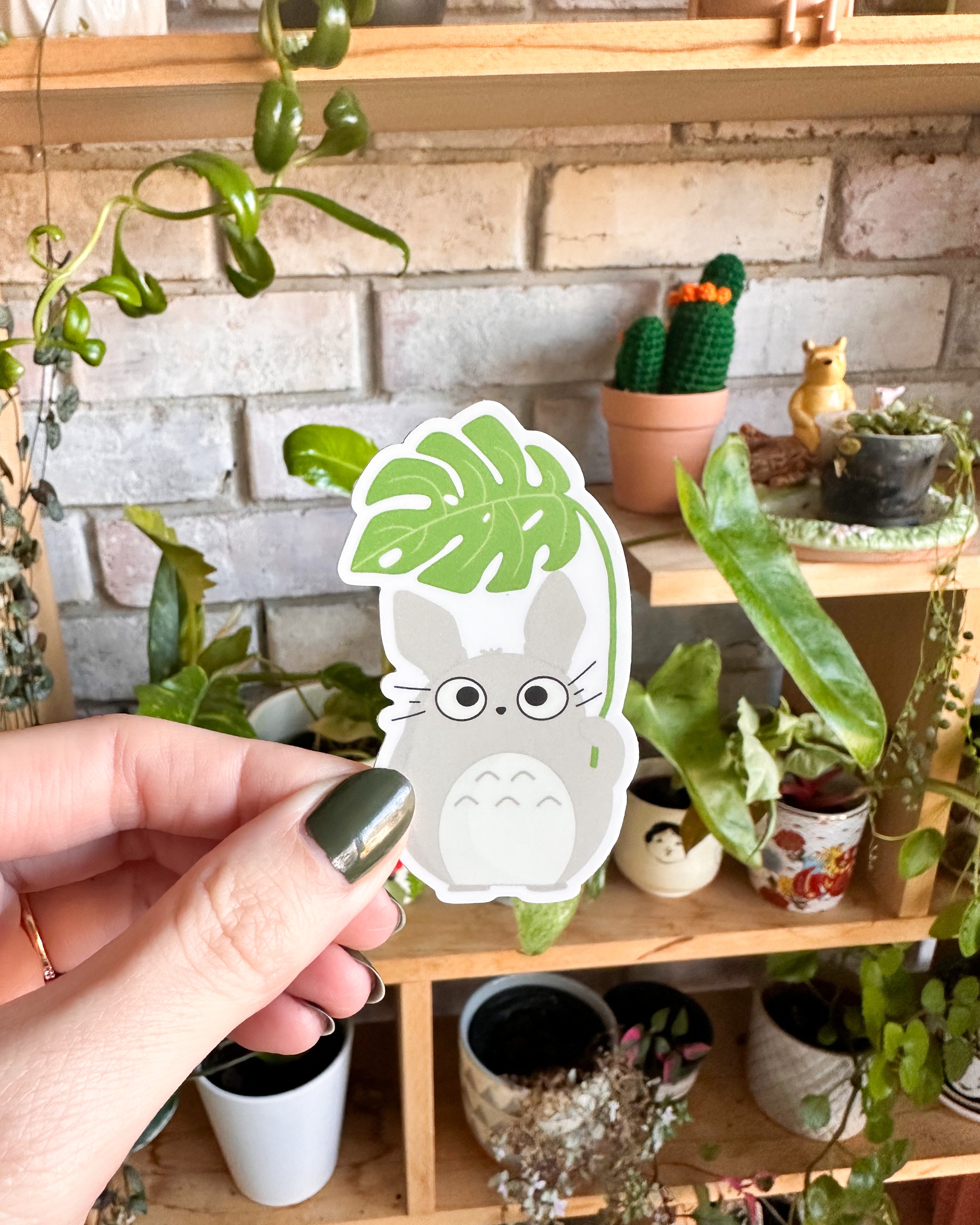Totoro with Monstera Leaf Sticker